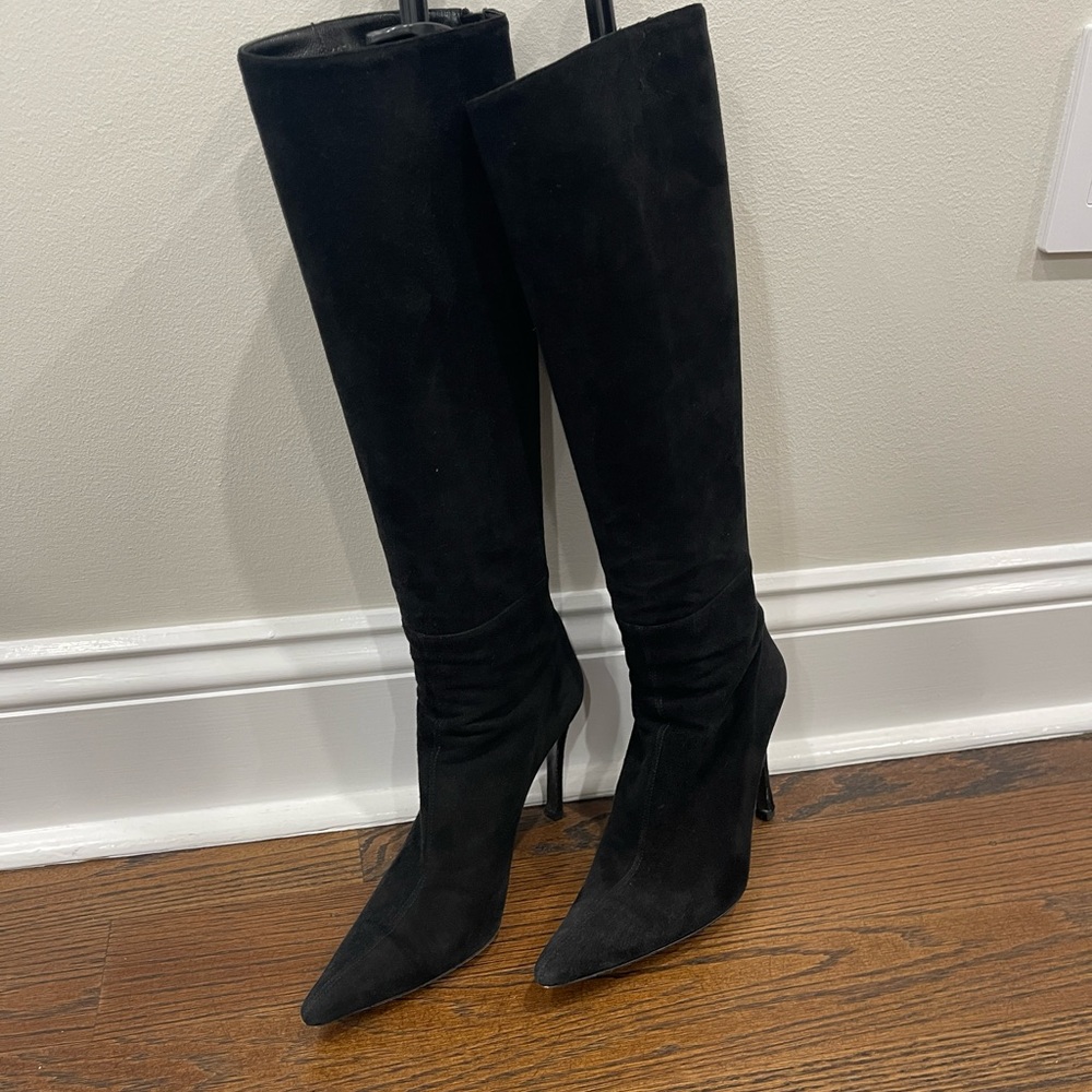 Authentic Gucci Black Suede Knee Boots